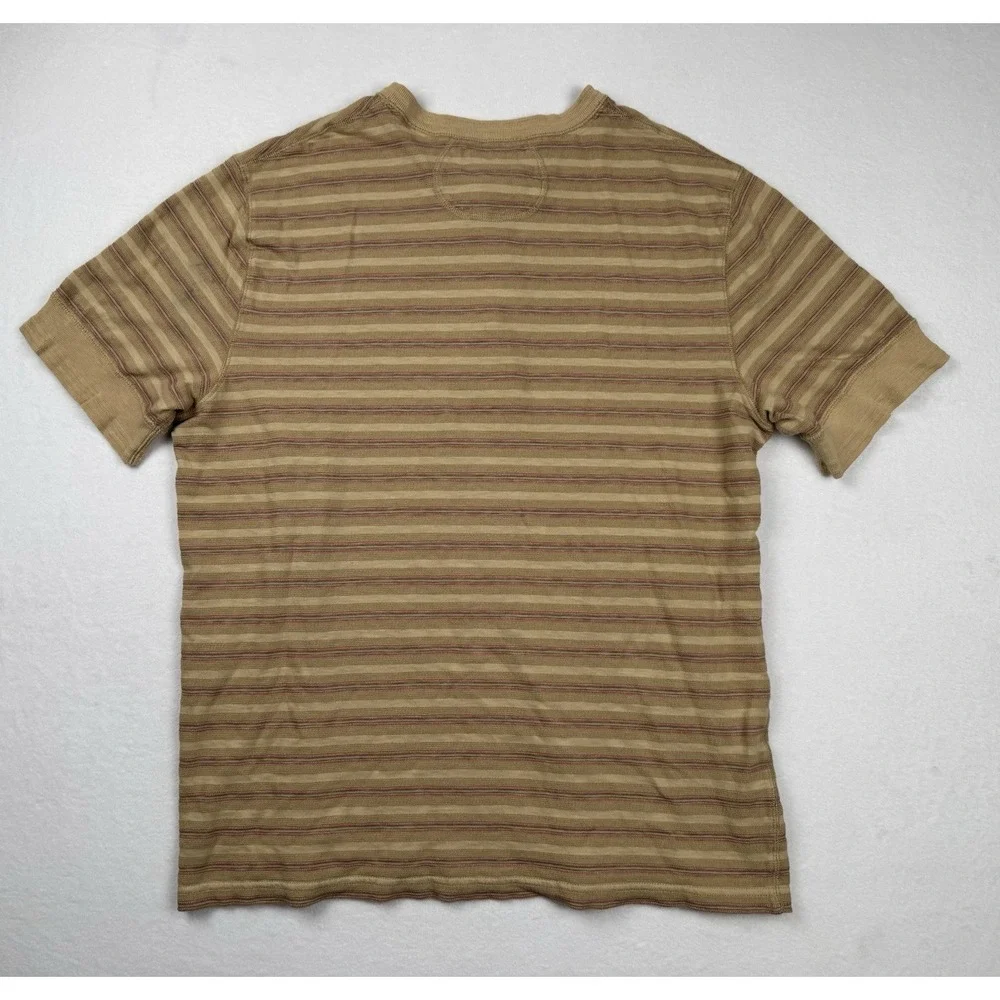 Polo Ralph Lauren Striped Henley T Shirt Tan XXL‎ Short Sleeve Cotton